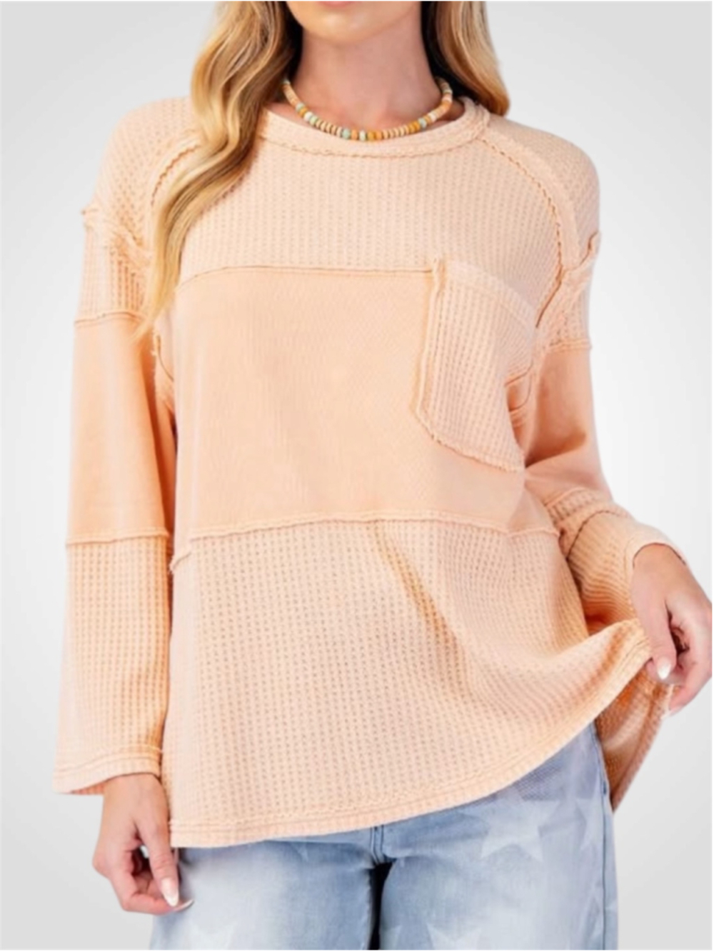 Easel Waffle Knit Washed Top Size S